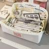 Fashion New Pencil Case Simplicity Black White Color Series Pencil Bag for Kids High Capacity Canvas Stationery Storage Box