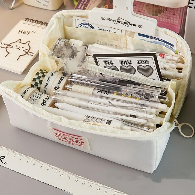 Fashion New Pencil Case Simplicity Black White Color Series Pencil Bag for Kids High Capacity Canvas Stationery Storage Box