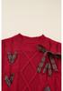 Autumn 2025 Women's Fashion Pullover: Short-Sleeved Bow Tie Knit Top
