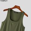 INCERUN Men's Sleeveless Square-cut Collar Vest Slim Fit Pinstripe Tank Top