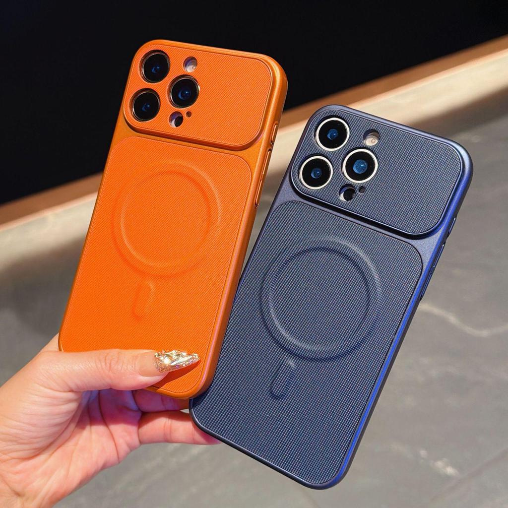Magnetic Leather Texture Anti-Drop Protective Case for iPhone 17 & Apple 16 Promax, Full Coverage, Large Window