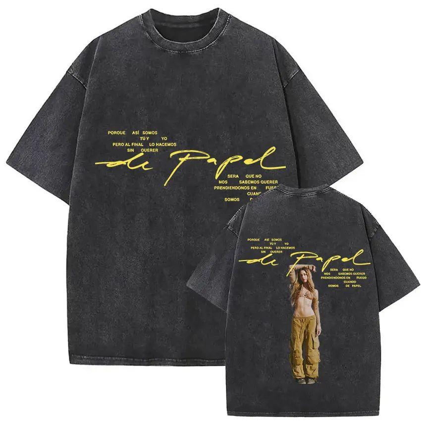 Y2K Hip Pop T Shirts Singer Tini Stoessel Futtura Album Summer Fashion Retro Washed Oversized Tshirt Print Street Wear Unisex