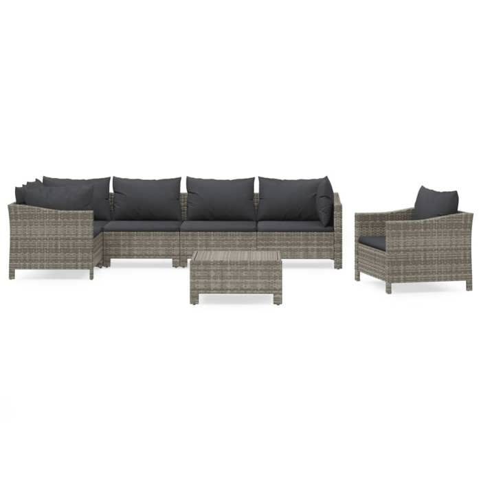 VidaXL Salon de Jardin avec Coussins 7 pcs, Ensemble de Meubles de Terrasse, Mobilier d'Extérieur, Canapé de Patio, Moderne, 3187283