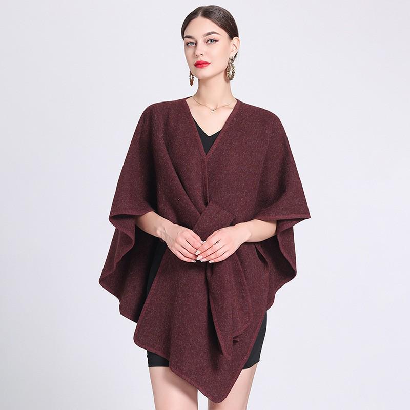 Autumn & Winter Fashion Scarf Shawl Cape: Plus Size Knit Cardigan Cloak Jacket for Women