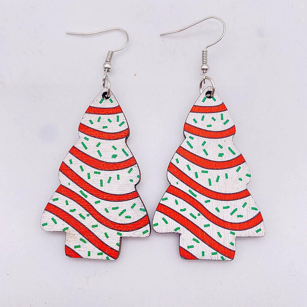 

Christmas Tree Cookie Wooden Earrings - Festive Holiday Gift Pendant LF-0061