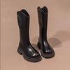 Girls' 2026 Knee-High Velvet-Lined Leather Boots for Autumn/Winter