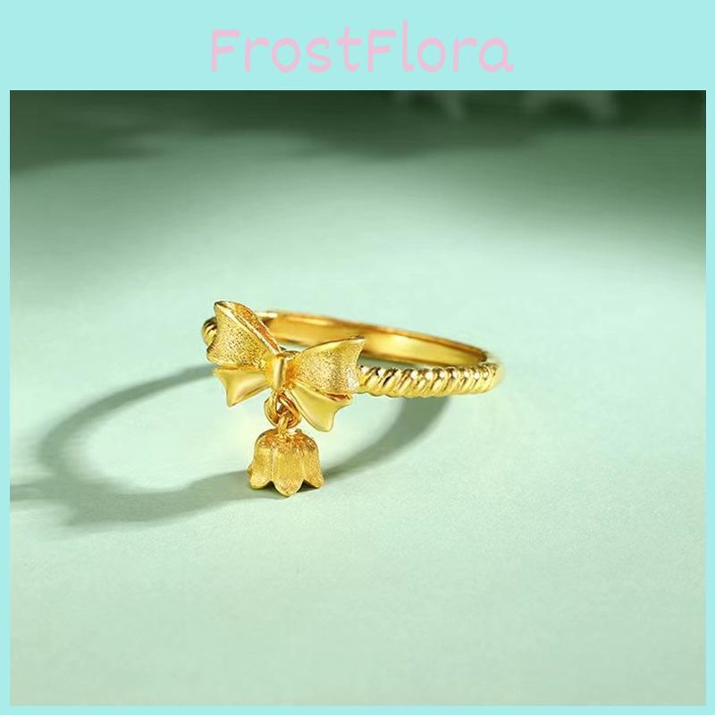 Trendy Brass Butterfly Knot Ring Featuring Adjustable Size And Beautiful Flower Design