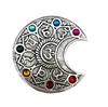 TreegoArt Metallstil Mondform Räucherstäbchenhalter Aschenbecher Agarbatti Halter mit Sieben-Stein-Design in Silber-Finish - Packung mit 1