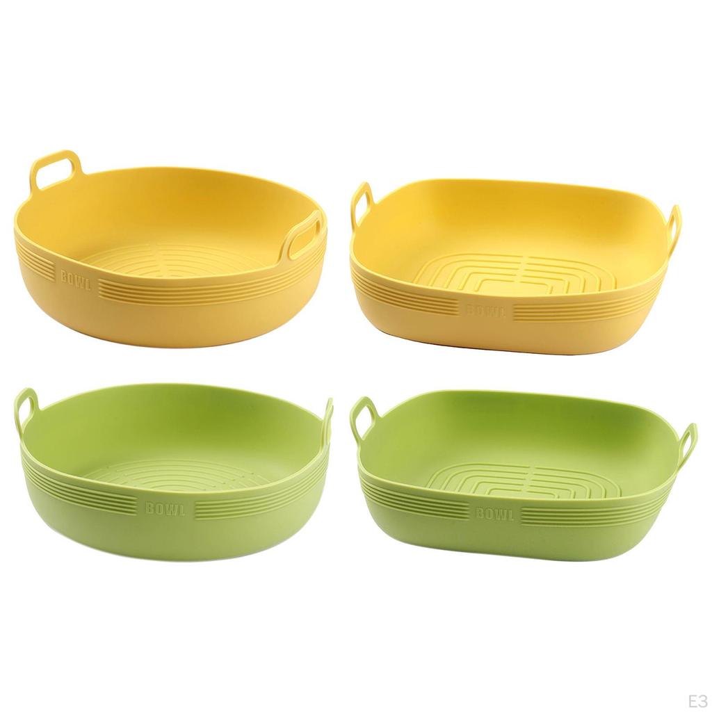 Air Fryer Silicone Bowl Vegetable Salad Heat Resistant Oven Baking Tray Yellow Round