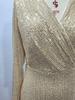 Sequined Slit Long Sleeve V-Neck Evening Dress - European & American Styles, 2 Colors