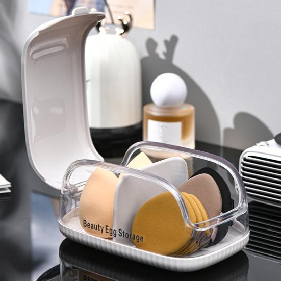 Makeup Sponge Case Portable Dustproof Cosmetic Egg Storage Box Transparent