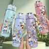1PC Multi Phrase Bear Collage Print 750ml Color Plastic Sports Water Bottle Leakproof Flip Straw Lid Suitable for Sports Office Home Use