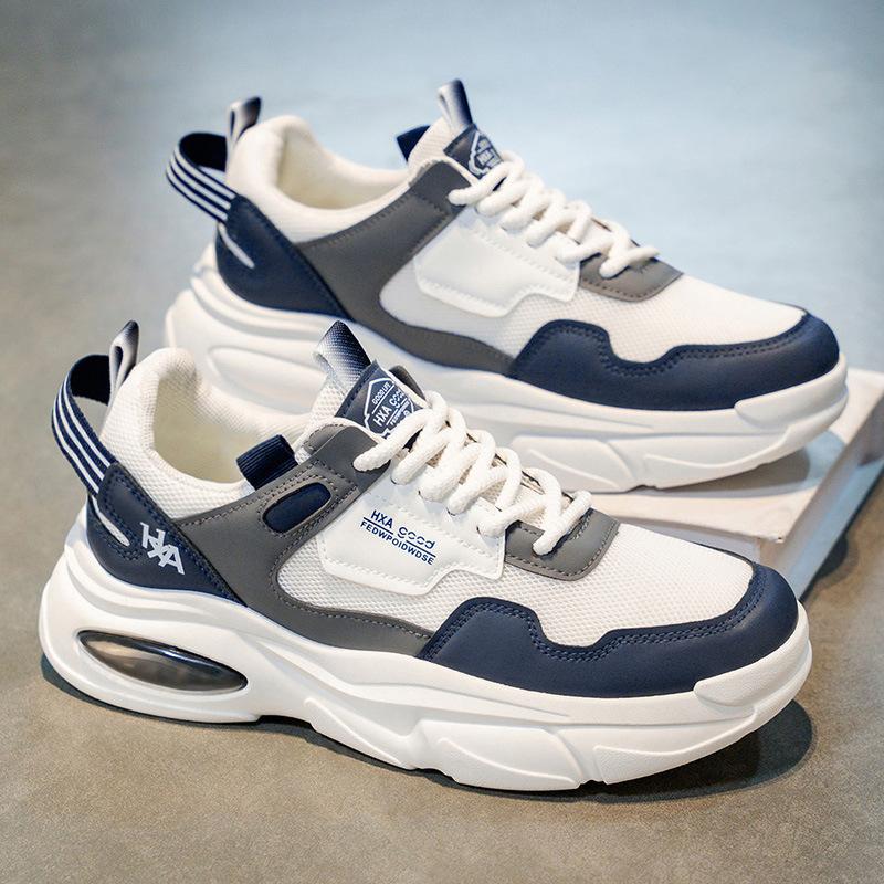 2025 new summer mesh white shoes men's sports shoes teenagers platform heightening dad trendy shoes comfortable rest