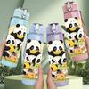 1PC Giant Panda Family Group 750ml Color Plastic Sports Water Bottle Leakproof Flip Straw Lid Suitable for Sports Office Home Use
