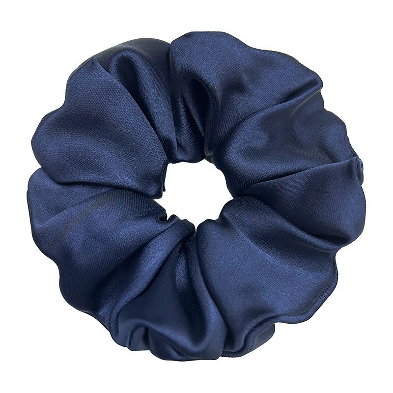 

European and American New Style Simple Navy Blue High-End Women s Scrunchie Large Hair Accessory Head Flower Elegant Versatile Trendy Navy Blue [Side Width 5cm]