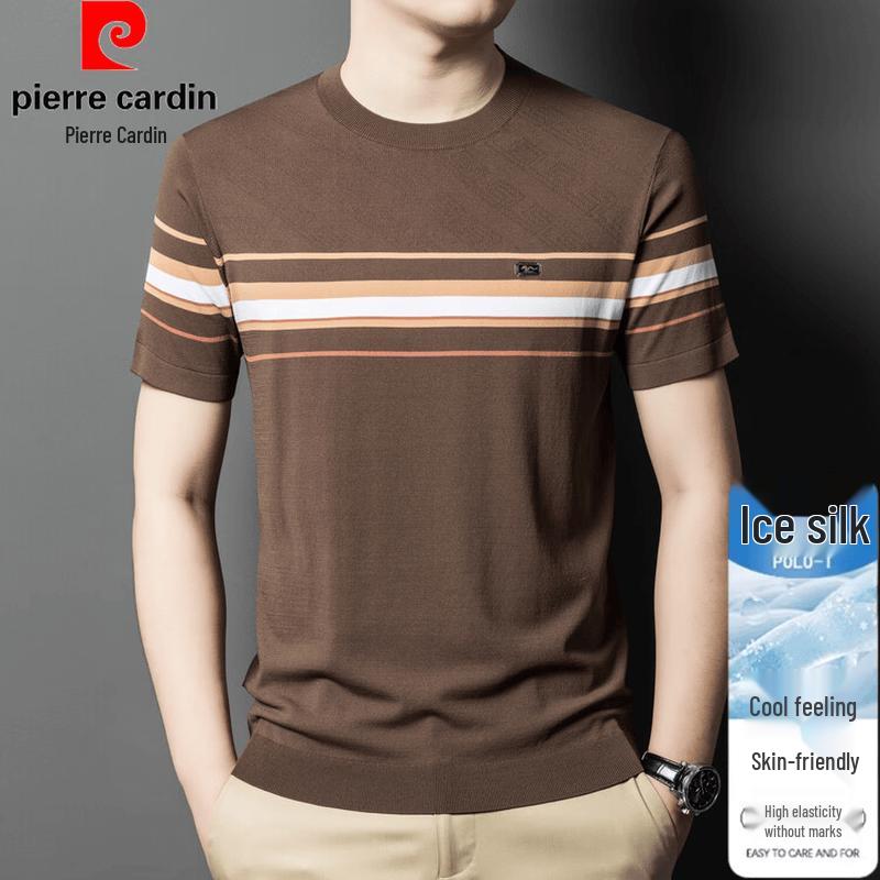 Pierre Cardin Men s Striped Ice Silk Short Sleeve T-shirt 115
