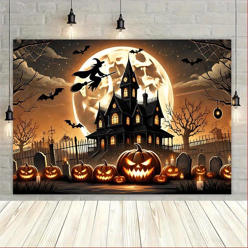 1 item a spooky Halloween scene with a ghostly atmosphere featuring a vibrant polyester background fabric