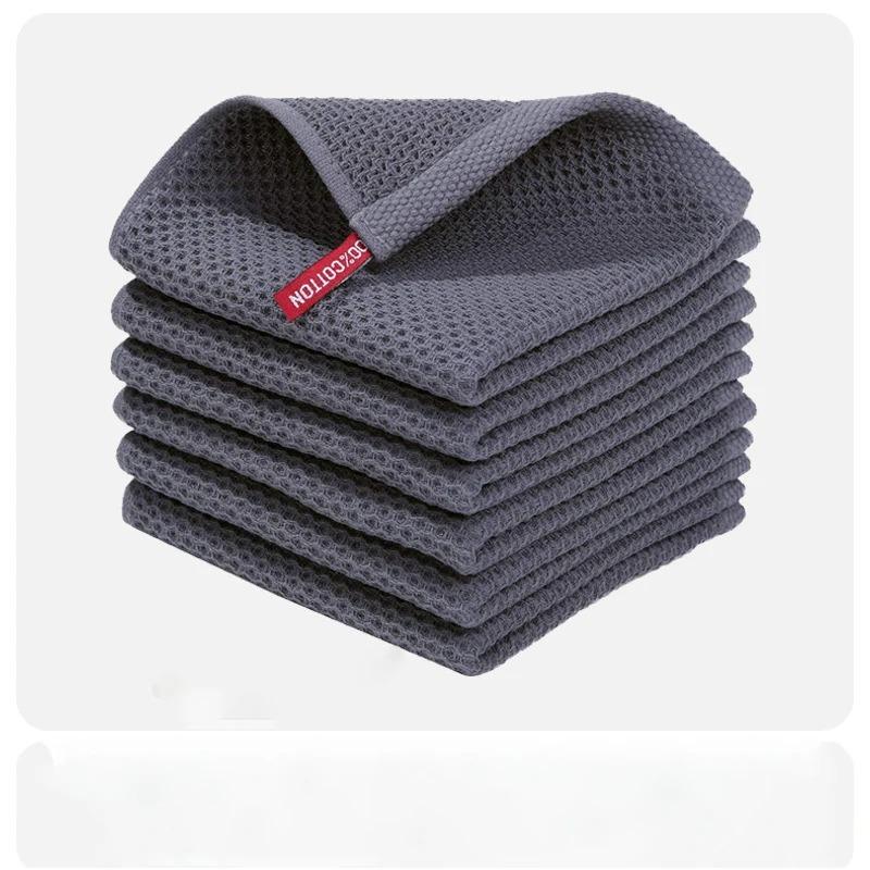 1-6PCS Kitchen Home Absorbent Dishcloth Cotton Towel Dish Rags Honeycomb Breathable Face Wash Towel Cleaning Cloth Wash Cloth