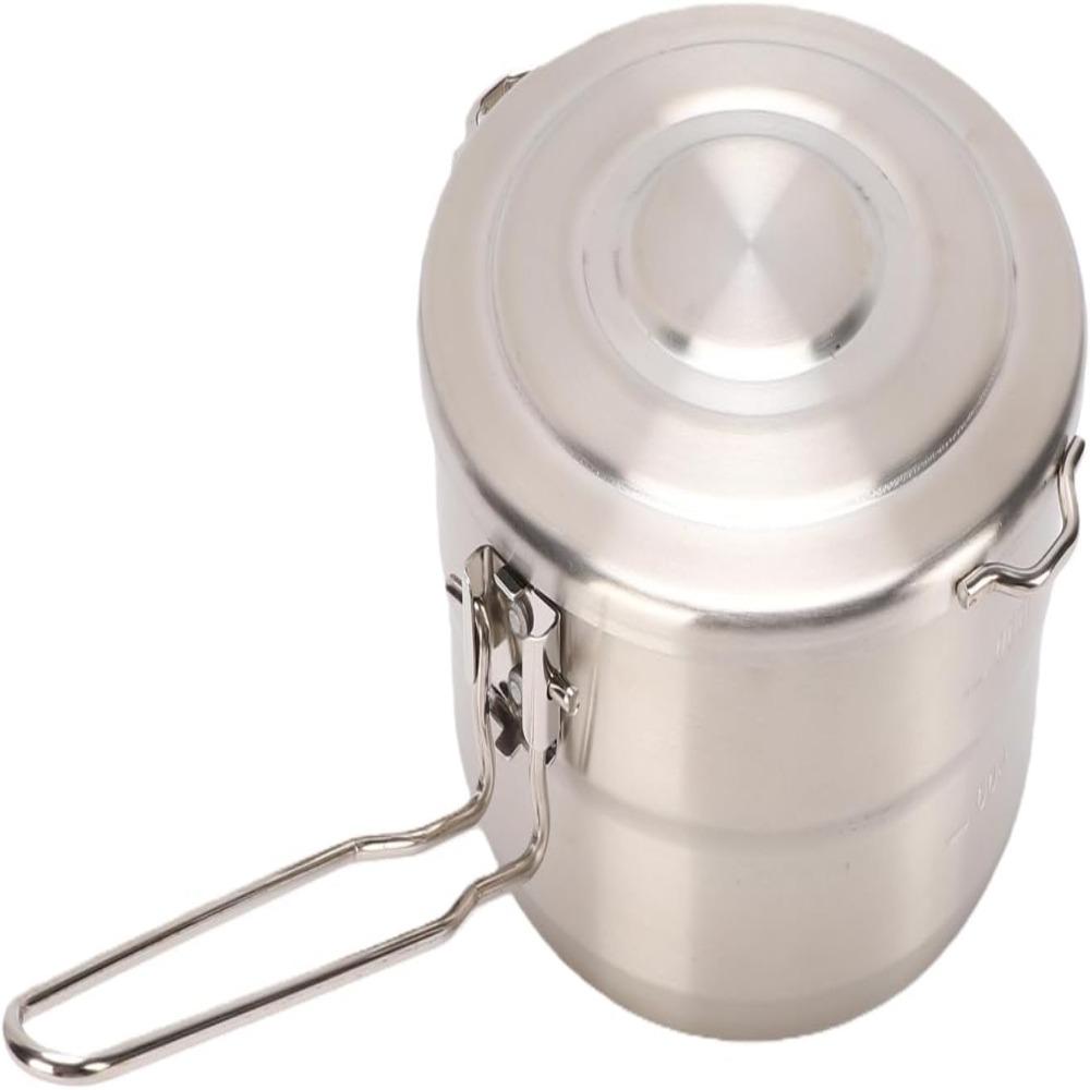 Folding Handle 304 Stainless Steel Lunch Box With Lid Outdoor Cookware  Backpacking