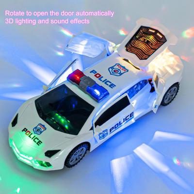 Practical Electric Car Toy Automatic Obstacle Avoidance Police with Lights