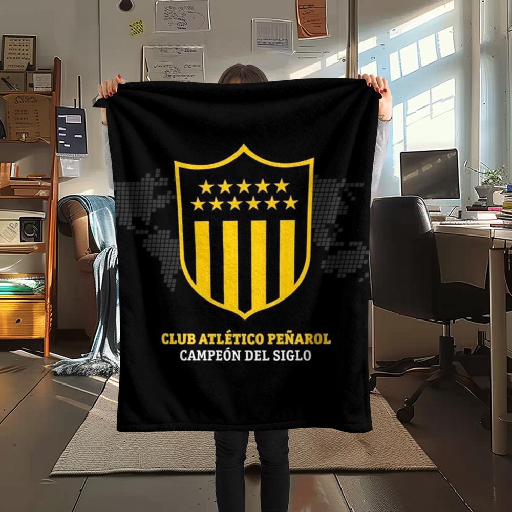 1PC Penarol Football Club Print Flannel Blanket, High Quality Comfortable for All Seasons, Home Decor, Warmth and Comfort, Perfect for Christmas Gifts