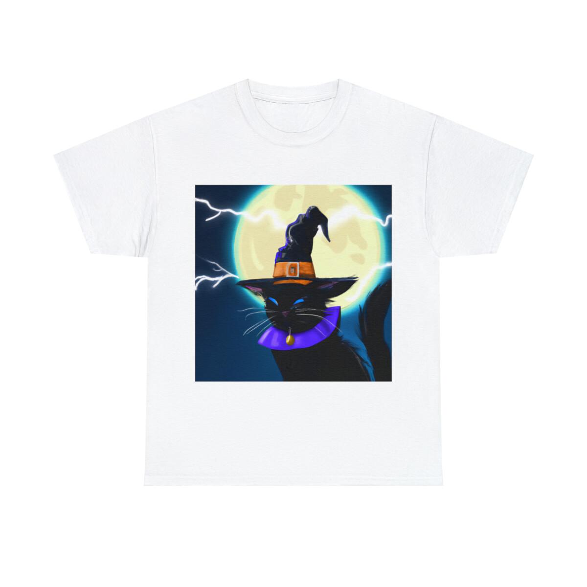 Halloween Black Cat T Shirt Art Tee Unisex Adult Witch Moon Scary Trick or Treat S
