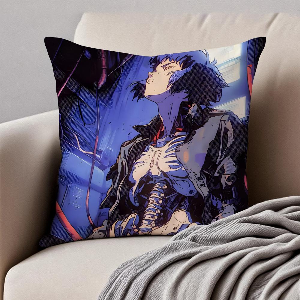 Classic Japanese Anime GGhost In The Shell Cushion Cover Pillowcase Antidustmite Invisible Zipper Short Plush Sofa Cushion