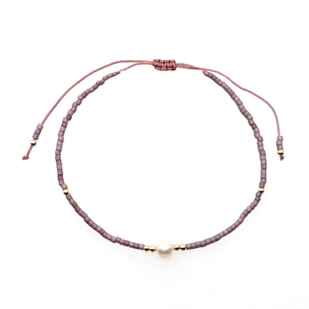 Trendy Deep Blue & Gold Rice Bead Pearl Hand Bracelet: Niche Design Women's Fashion Accessory