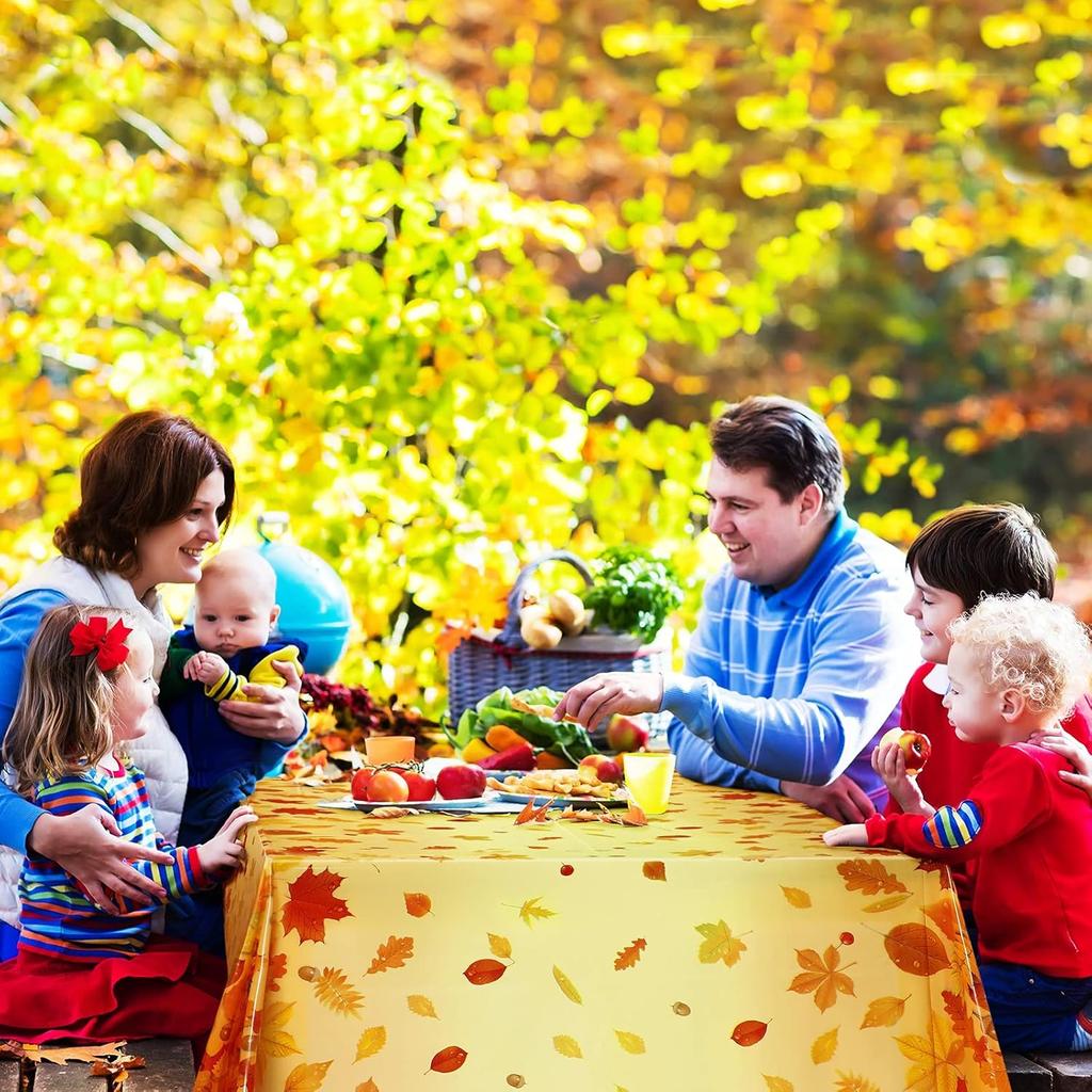 Fall Maple Leaves Tablecloth Thanksgiving Fall Party Table Cover Autumn Maple Leaves Table Cover Fall Plastic Table Decoration for Harvest Festival