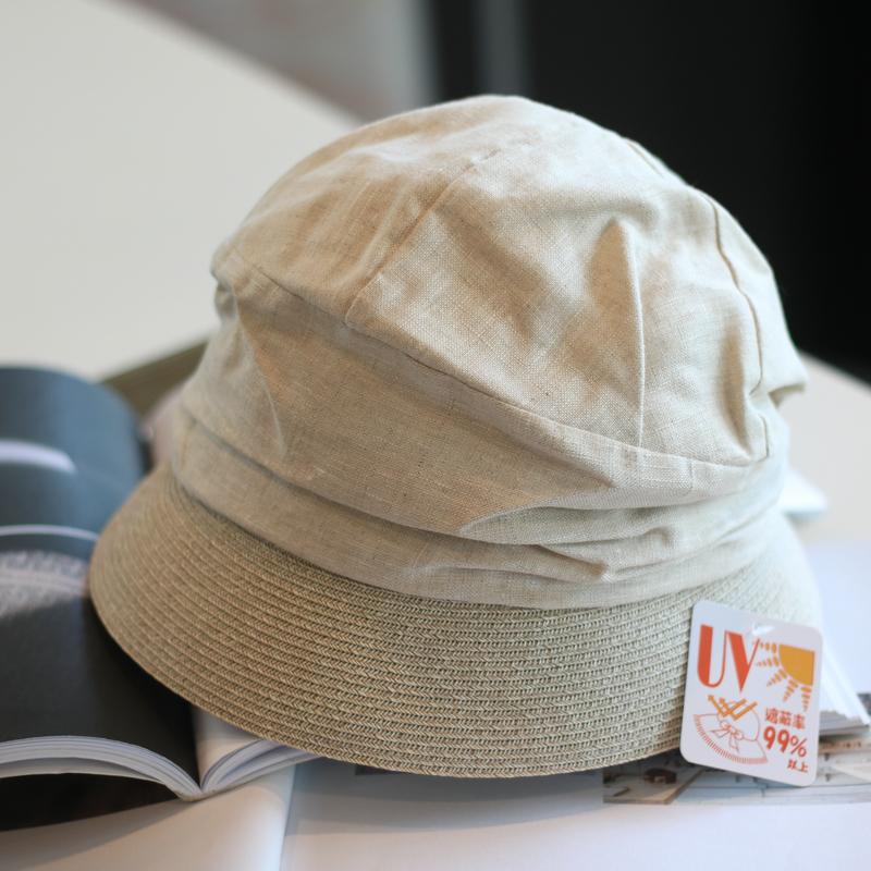 Spring and Summer Literary Cotton and Linen Splicing Straw Bucket Hat Casual Folding Basin Hat Sunscreen Beach Fashion Straw Hat
