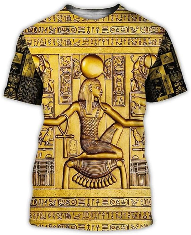 Vintage Altes Ägypten 3D Gedrucktes T-Shirt Herren Damen Sommer Lässig Kurzarm T-Shirts Mode Straße Rundhals Tee Tops