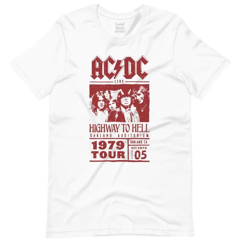 80s Punk ACDC American Vintage High Street Vintage Summer Mens and Womens  Short Sleeve Tshirt