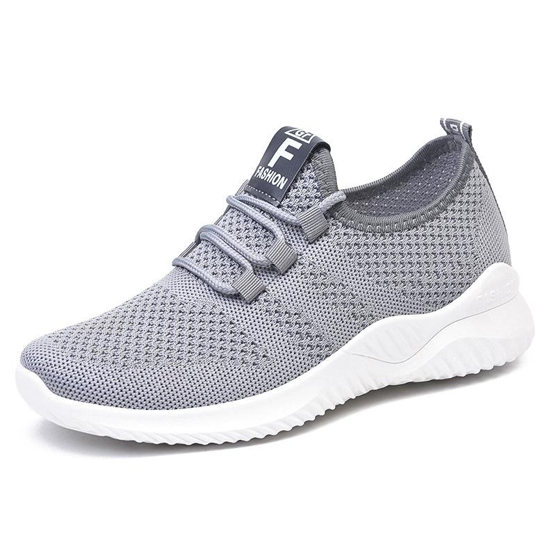Women's Breathable Knit Sneakers - Fashionable & Comfortable Lace-Up Running Shoes with Non-Slip PVC Sole Perfect for Outdoor Walking