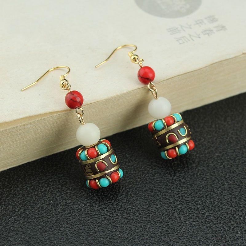 Fashionable Ethnic Tibetan Style Retro Earrings: Simple, Exotic Drops for Women