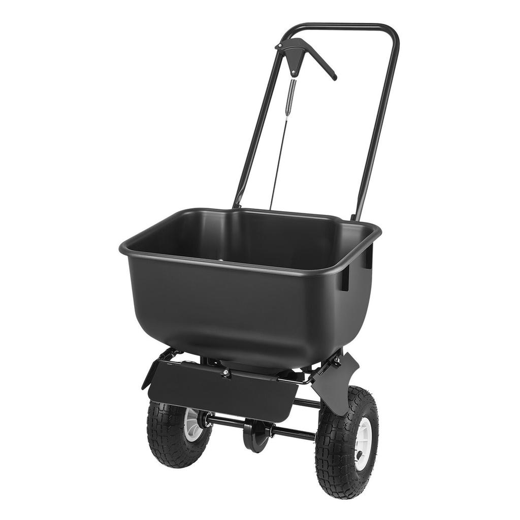 Schiebe-Rasenstreuer, 3,6m Streubreite, Streuwagen mit 36,3kg Ladekapazität & 10 Zoll All-Terrain-Reifen, Handgeführter Garten- und Rasenstreuer