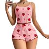 Women's Heart Print Camisole and Shorts Pajama Set
