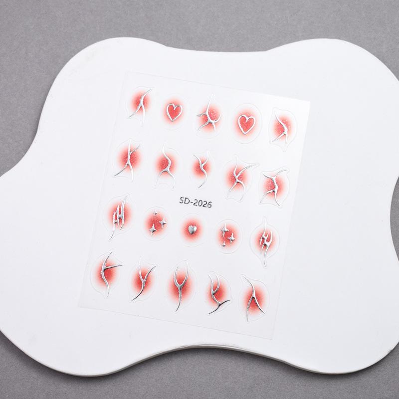Thin & Durable Nail Stickers: Classic Silver Blush Gradient with Hearts & Stars Decals