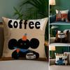 Creative Coffee Illustration Pillow Case Plush Fabric Soft Double Sided Print Home Sofa High Quality Cushion Cover Throw