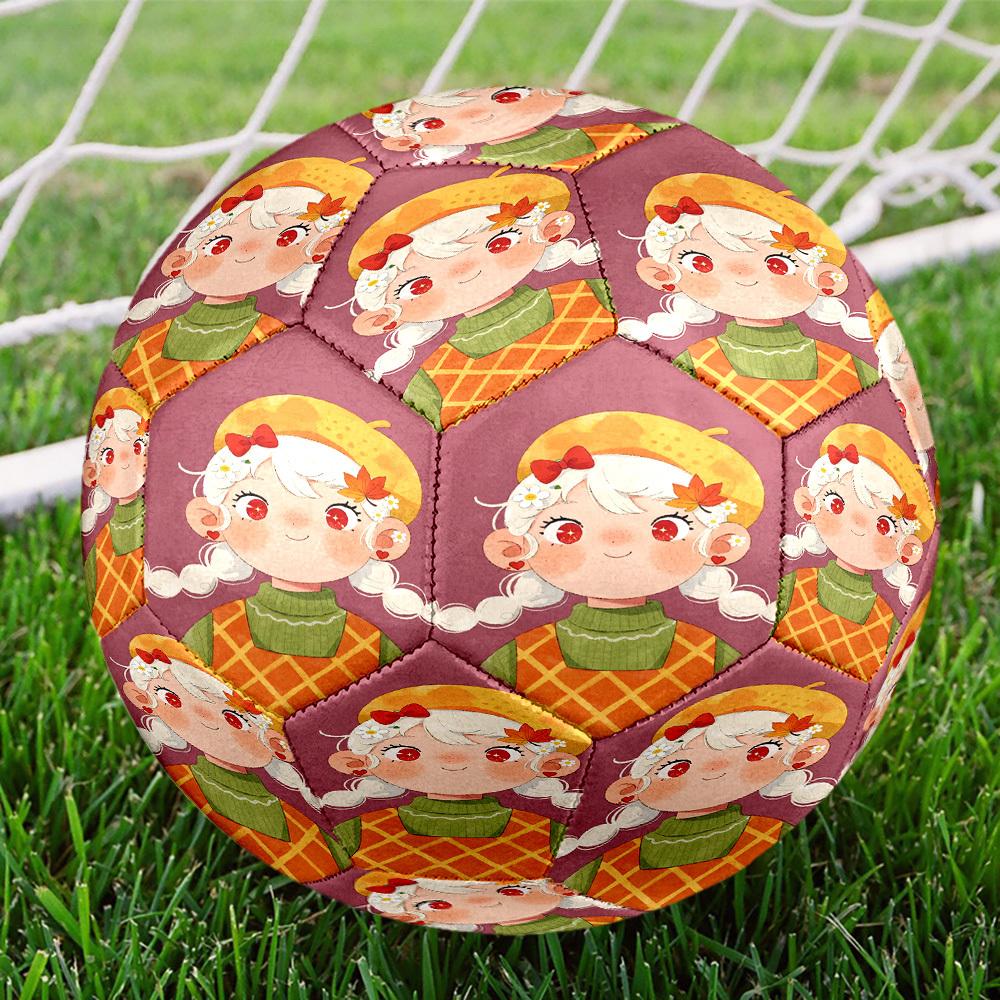 1pc Autumnal Whimsy Theme Soccer Ball Football, Size 5, Lightweight PVC, Outdoor Training Soccer Ball,Gift c6595