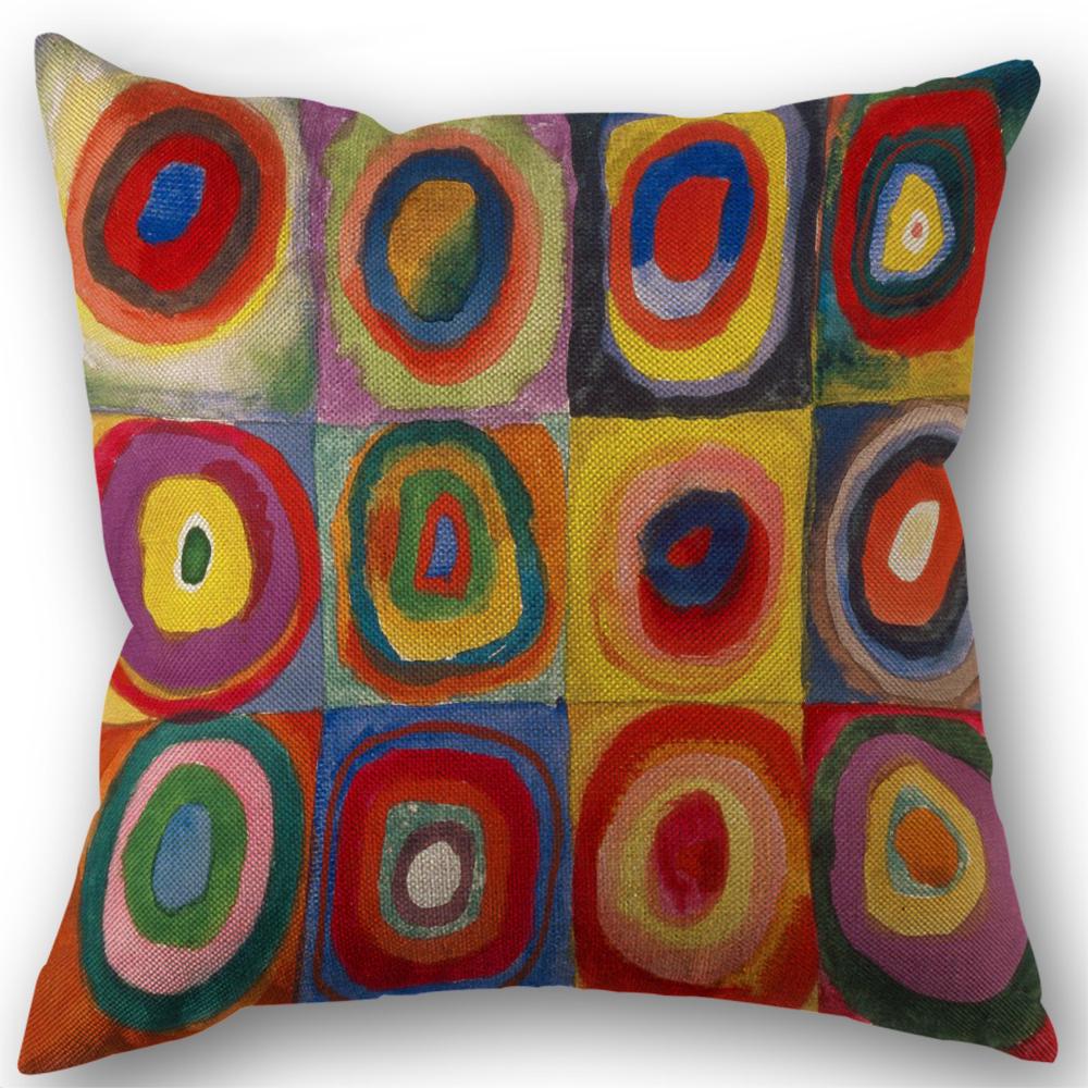 Color CD Pattern Pillowcase Wedding Decorative Linen Pillow Case For Home Pillow Cover 45X45(One Sides)