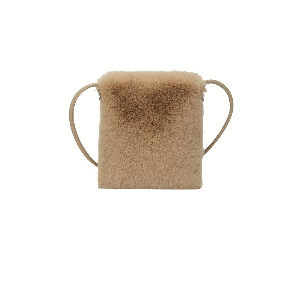 Chic Solid Color Plush Crossbody Bag Soft Foldable & Detachable Strap Perfect for Women's Shopping & Casual Holiday Parties Ideal Christmas Gift