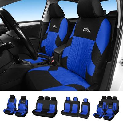 Blue/Black Universal Seat Cover Set, Front Seat Cover & Rear Seat Cover & Truck Seat Cover Variety of Styles, Car Interiors