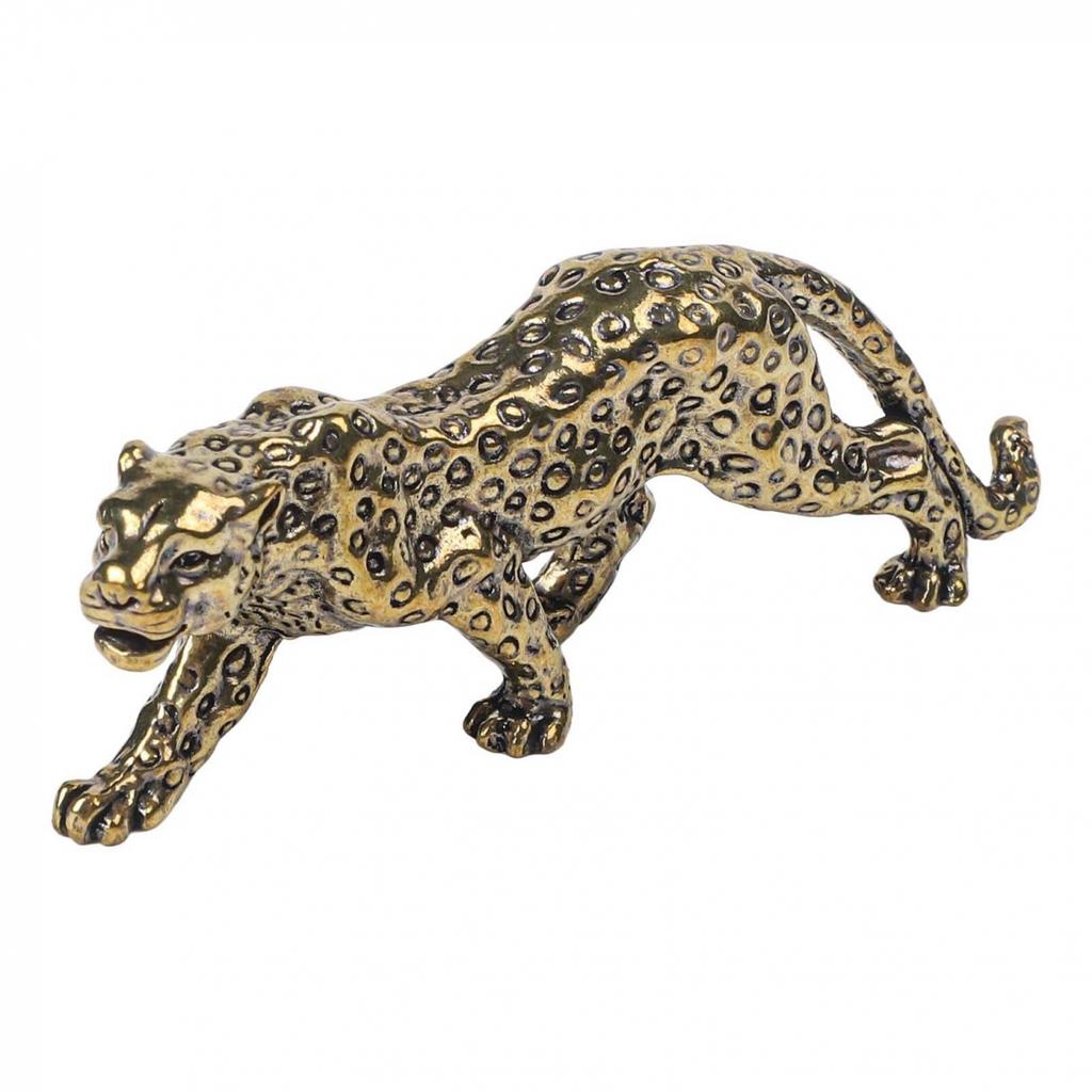 Viel Glück Figur Tierdekor Skulptur Messing Leopard Statue Kompakte Größe
