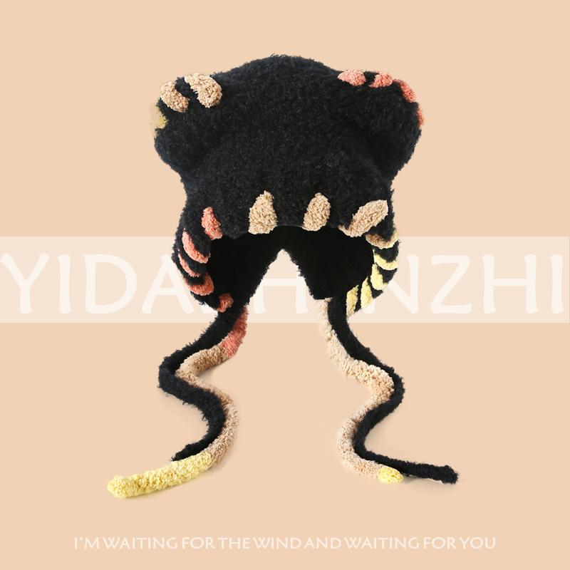 Dopamine Cat Ears Plush Bomber Hat Women Autumn Winter Cycling Cold And Warm Face Small Bag Head Ear Protection Knitted Hat