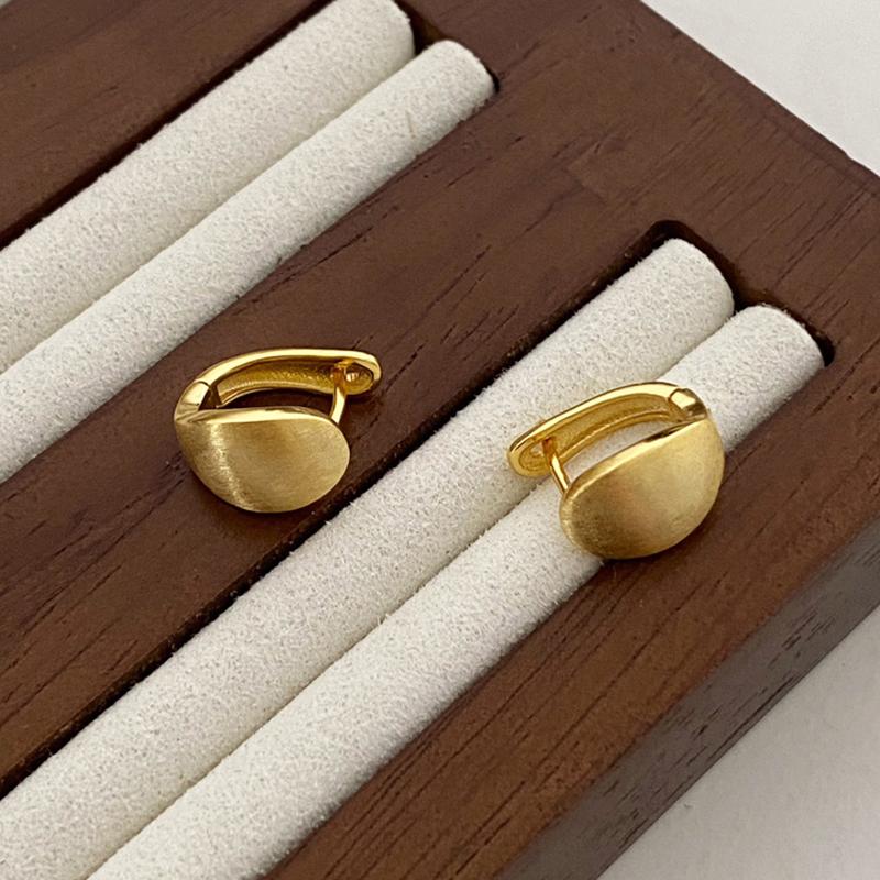 New 925 Silver Hoop Earrings Clip Matte Circle Geometric Punk For Women Girl Gift Jewelry