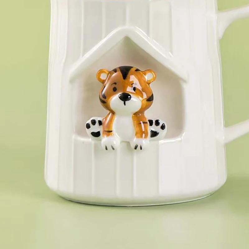 3D Tiger Cartoon Mug Original Mugs Coffee Cups Cup for Coffee Drinkware Mug With Lid Beautiful Tea Mugs Beer Funny Ceramic Cute