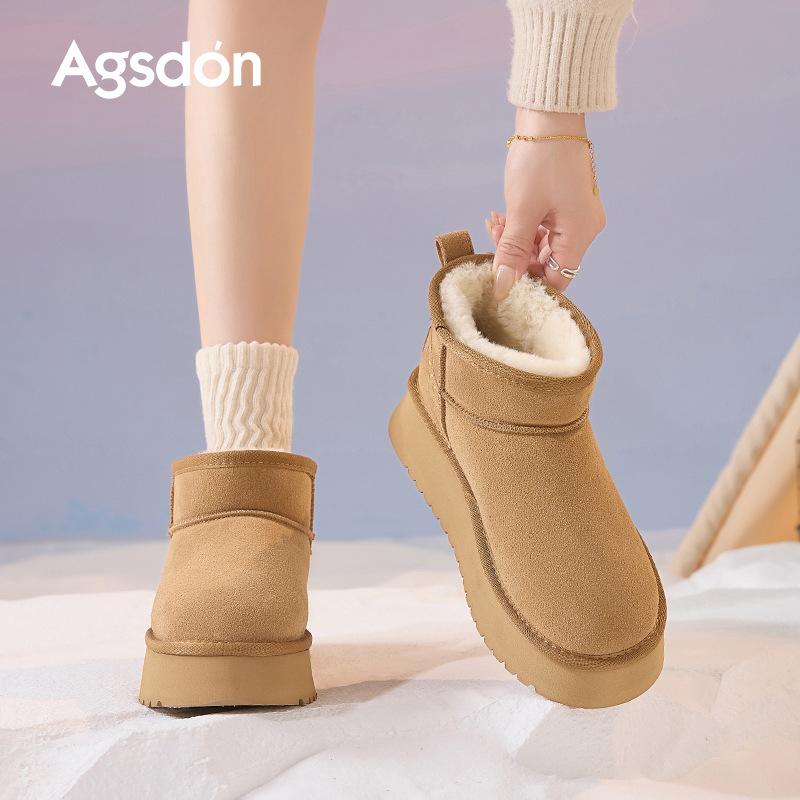 Augustus platform snow boots women's 2025 new autumn and winter piled thickened wool cotton shoes casual outer short boots