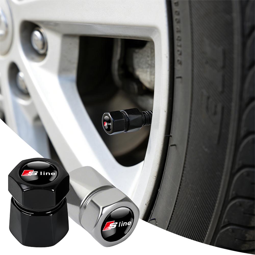 4PCS Car Wheel Tire Valve Stem Caps Metal valve Accessories For 4IYEJ A3 A4 A4L A5 B3 B4 B5 B6 B7 B8 RS3 Quattro C5 C6 C7 C5 C6