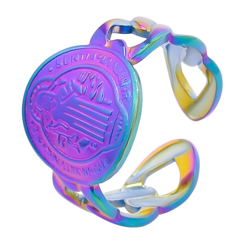 Rainbow Color Stainless Steel Rings For Women Men Accessories Punk Hollow Geometric Snake Ring Fashion Jewelry Adjustable Bague