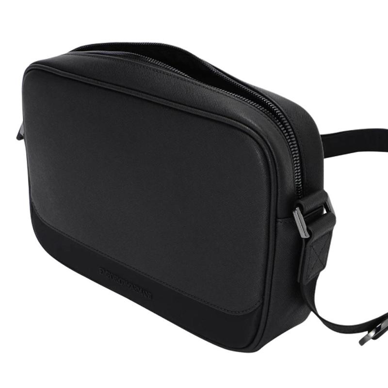 Emporio Armani Minimalist Fashion Brand Logo Leather Shoulder Bag Men bags Black EM001783-AF13670-UC001